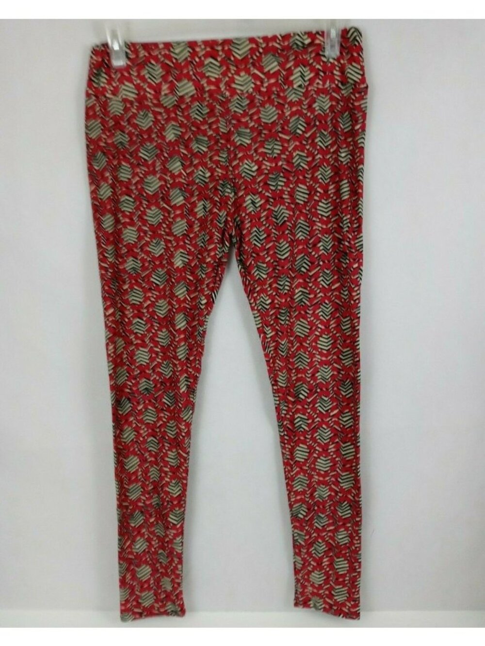 New LuLaRoe Tall & Curvy Leggings Red, Black, & White With Geometric Design